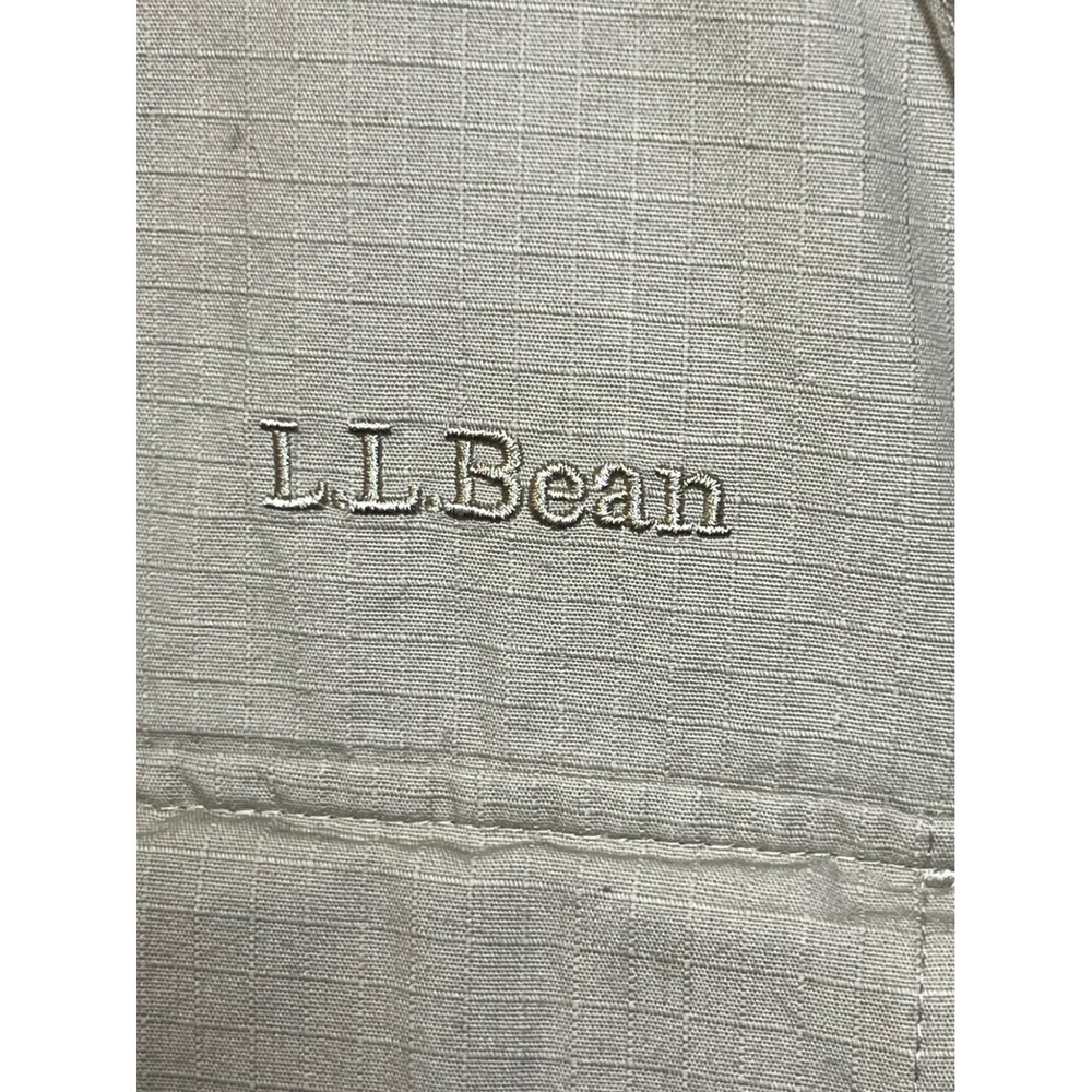 LL Bean Mens Small Khaki Ripstop Cotton Utility Fishing Safari Vest Beige - Picture 11 of 12